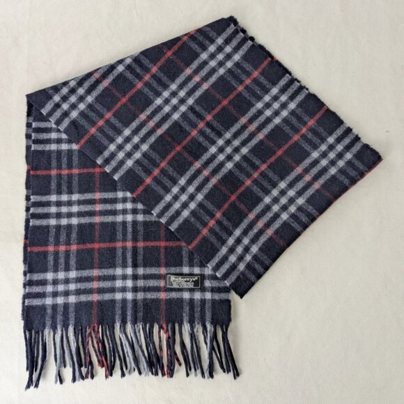 Burberry's Designer Lambswool Scarf Blue – Unisex – Timeless Cold Weather Wear - Picture 1 of 7